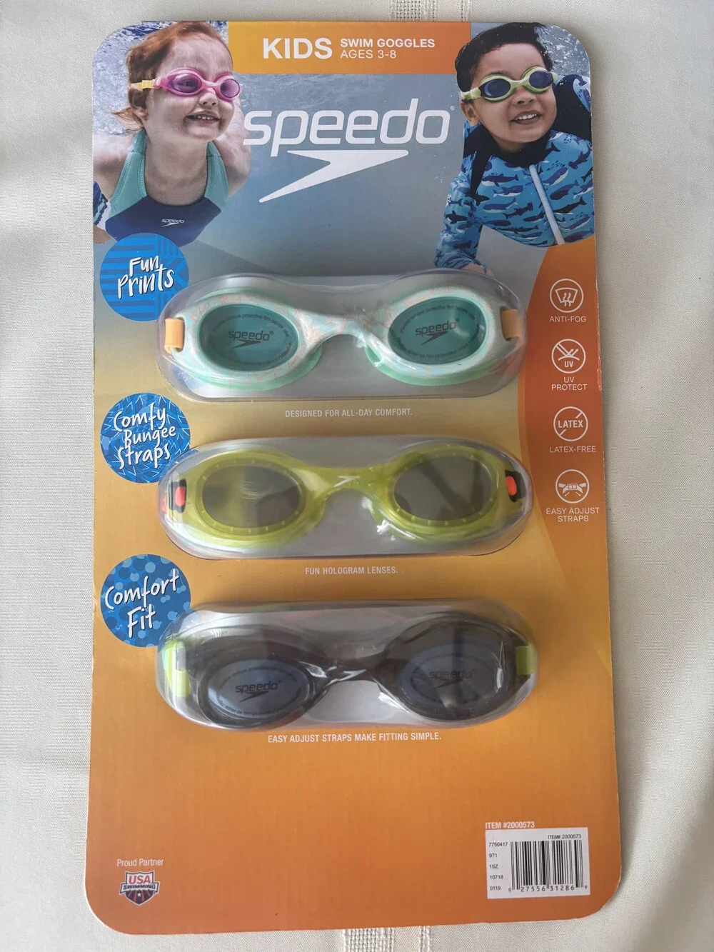 Speedo Kids Swim Goggles Ages 3-8 Anti Fog UV Protection